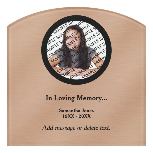 Personalized Memorial Photo Template Bronze Sign (Contour Front)