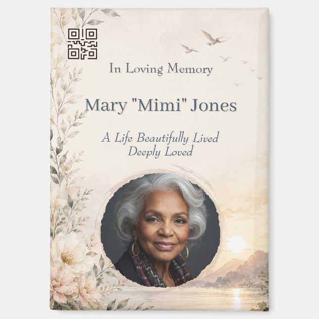 Personalized Memorial QR Code Magnet | Custom (Front)