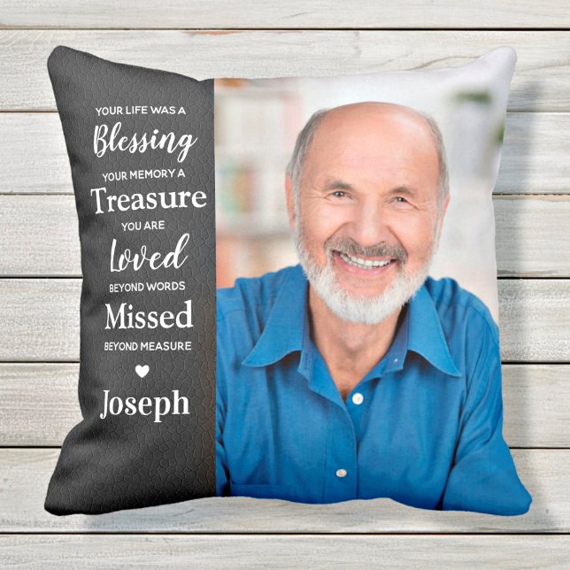 Personalized Memorial Remembrance Poem 2 Photo Throw Pillow (Creator Uploaded)