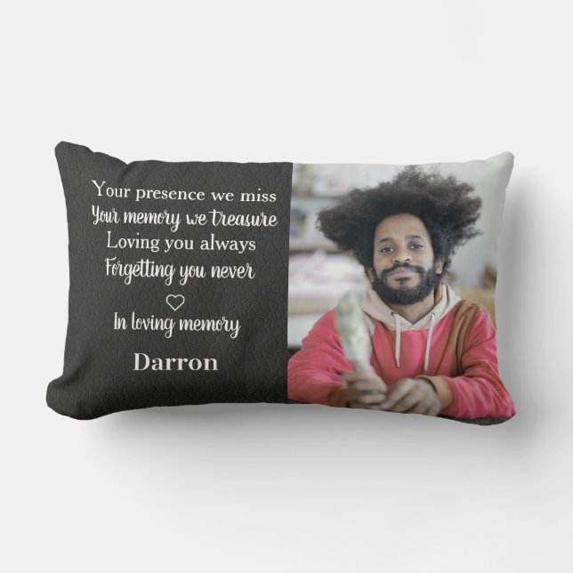 Personalized Memorial Remembrance Sympathy 2 Photo Lumbar Pillow (Front)