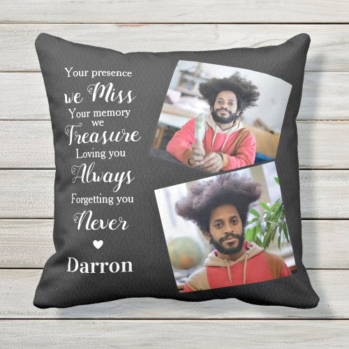 Personalized Memorial Remembrance Sympathy 2 Photo Throw Pillow