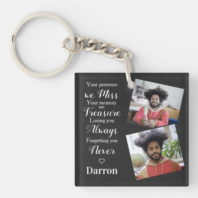 Personalized Memorial Remembrance Sympathy Photo Keychain (Front)