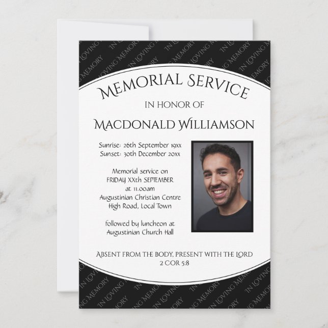 Personalized MEMORIAL SERVICE ANNOUNCEMENT (Front)