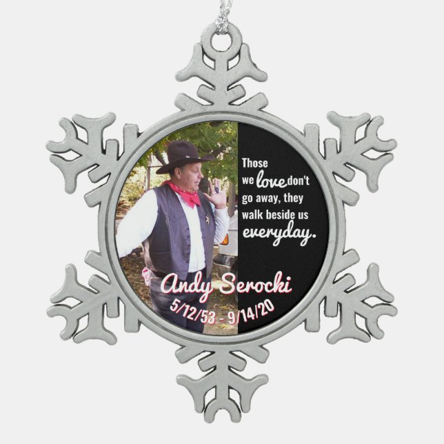 Personalized Memorial Snowflake Framed Ornament (Front)