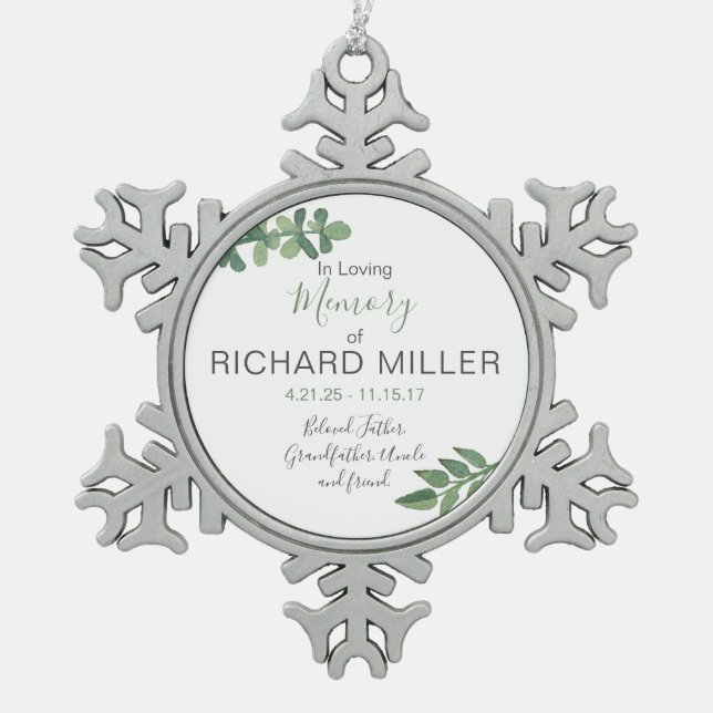 Personalized Memorial Snowflake Ornament (Front)