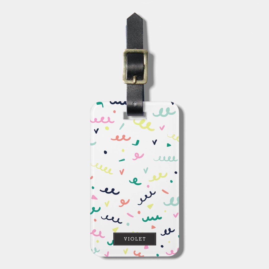 Personalized Memphis Confetti Luggage Tag Zazzle