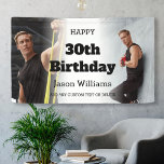 Personalized Men Photo Collage 30th Birthday Party Banner<br><div class="desc">Modern 30th birthday party banner for men. Personalized with a modern style 2 photo collage. Use this welcome sign inside or outside. To change the photo placement: click on the button to customize the design,  click on "crop",  and move the image.</div>