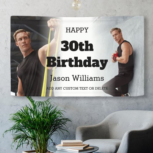 Personalized Men Photo Collage 30th Birthday Party Banner