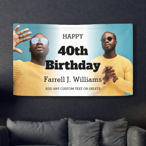 Personalized Men Photo Collage 40th Birthday Party Banner
