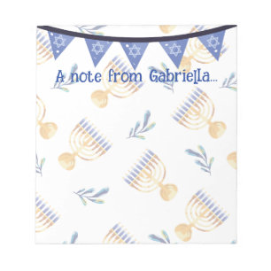 Personalized Menorah Star of David Hanukkah   Notepad