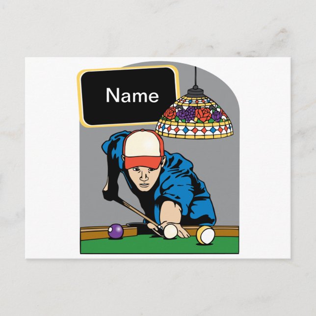 Personalized Mens Billiards Postcard (Front)