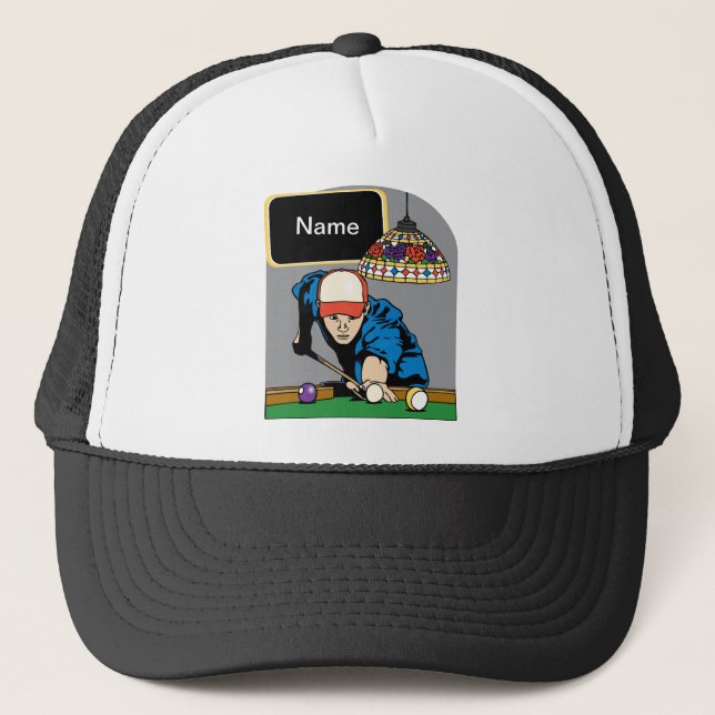 Personalized Mens Billiards Trucker Hat (Front)