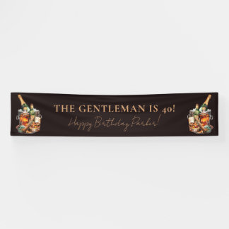 Personalized Men's Birthday Whisky and Cigar Banner