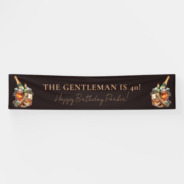 Personalized Men's Birthday  Whisky and Cigar Banner (Horizontal)