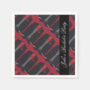 Personalized Men's Black Suit & Red Tie Napkins