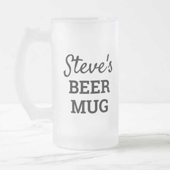 Personalized Mens Frosted Glass Beer Mug (Left)