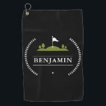 Personalized Men's Golf Towel<br><div class="desc">Elegant black and white name golf towel. Design features of trendy golf icon and name in block capital letters . Perfect gift for dad,  father,  uncle,  husband,  brother,  grandpa etc.</div>