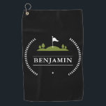 Personalized Men's Golf Towel<br><div class="desc">Elegant black and white name golf towel. Design features of trendy golf icon and name in block capital letters . Perfect gift for dad,  father,  uncle,  husband,  brother,  grandpa etc.</div>