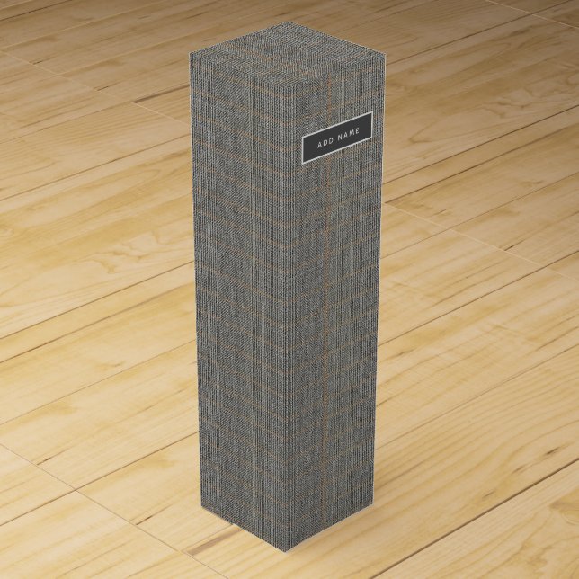 Personalized Mens Herringbone Tweed look WineBox Wine Box (Front)
