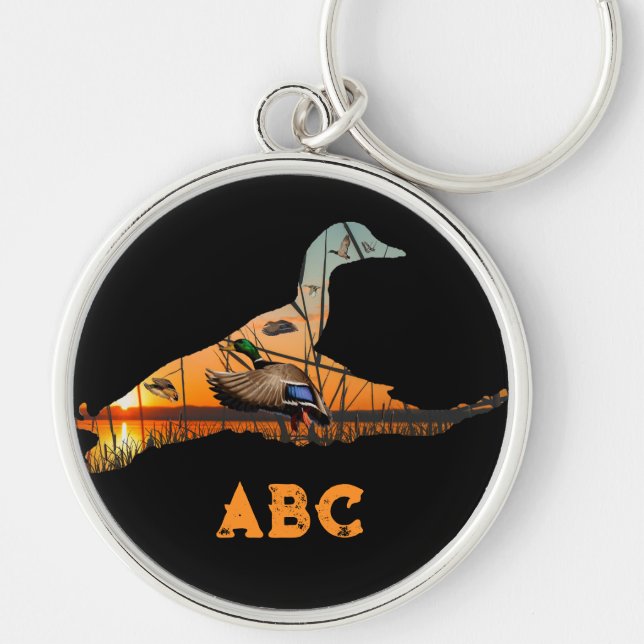 Personalized Men's Key Chain, Duck Hunting Keychain (Front)