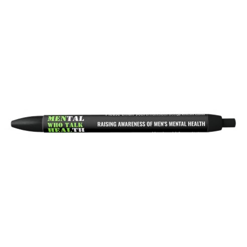 Personalized Mens Mental Health Awareness Black Ink Pen