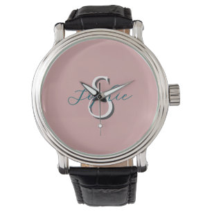 Personalized Men's Monogram Name Gift Dusty Rose Watch