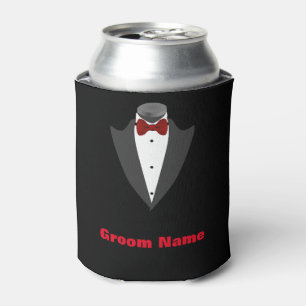 Personalized Men's Tuxedo Shirt Groom Can Cooler