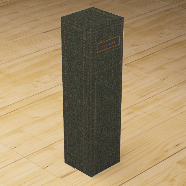 Personalized Mens Tweed Look Pattern WineBox Wine Box (Front)