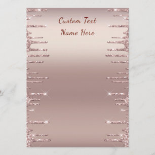 Personalized Menu Example Rose Gold Glitter Drips