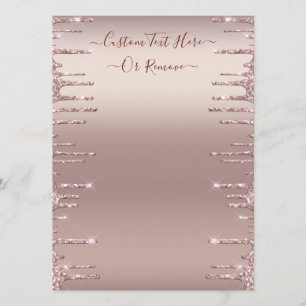 Personalized Menu Example Rose Gold Sparkly Drips