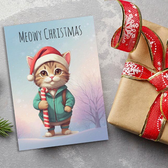 Personalized Meowy Christmas Funny Cat Holiday Card (Creator Uploaded)