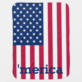 Personalized 'merica Patriotic American Flag Receiving Blanket
