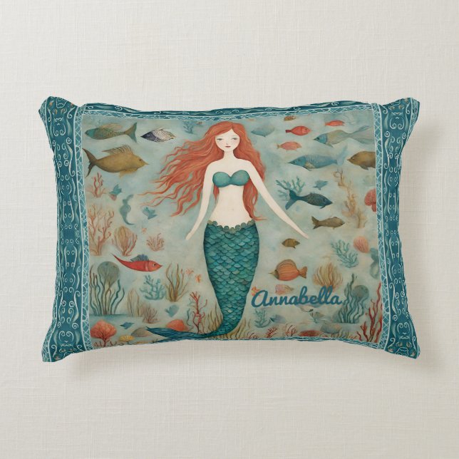 Personalized Mermaid Accent Pillow (Front)