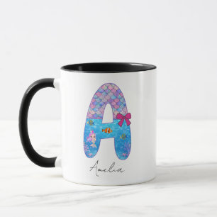 Personalized Mermaid Alphabet Letter A Mug