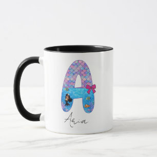 Personalized Mermaid Alphabet Letter A Mug