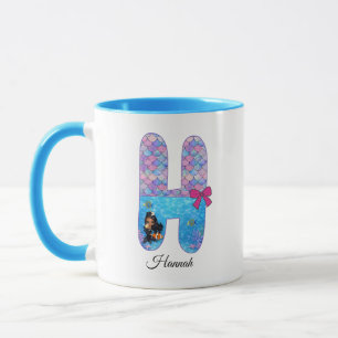 Personalized Mermaid Alphabet Letter H Mug