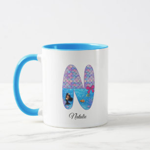 Personalized Mermaid Alphabet Letter N Mug