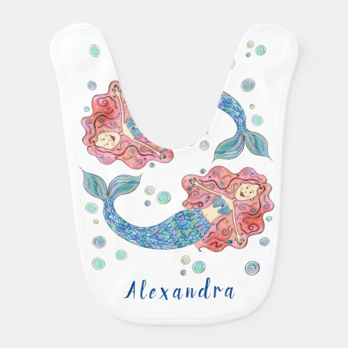 Personalized Mermaid Baby  Baby Bib