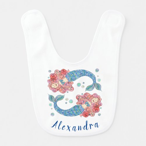 Personalized Mermaid Baby Bib