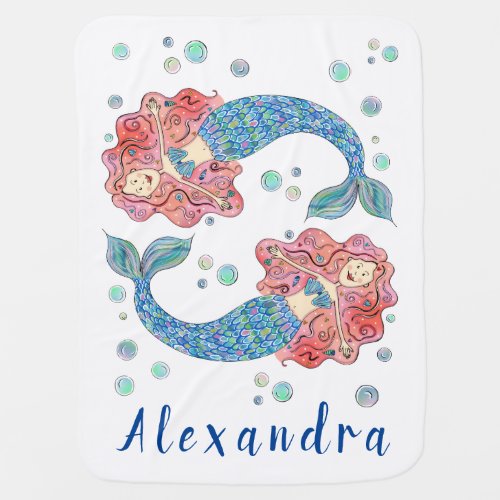 Personalized Mermaid Baby Blanket Gift