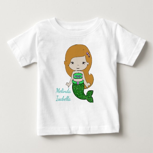 Personalized Mermaid Baby One Piece Tshirt (Front)
