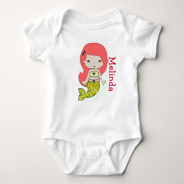Personalized Mermaid Baby One Piece Tshirt (Front)