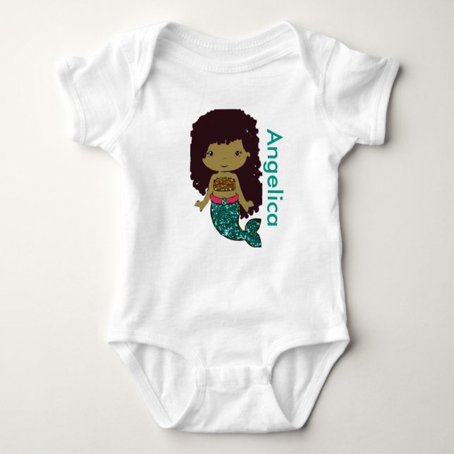 Personalized Mermaid Baby One Piece Tshirt (Front)