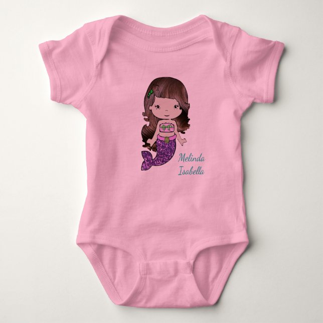 Personalized Mermaid Baby One Piece Tshirt (Front)