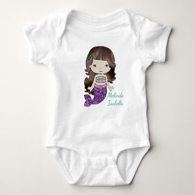 Personalized Mermaid Baby One Piece Tshirt (Front)