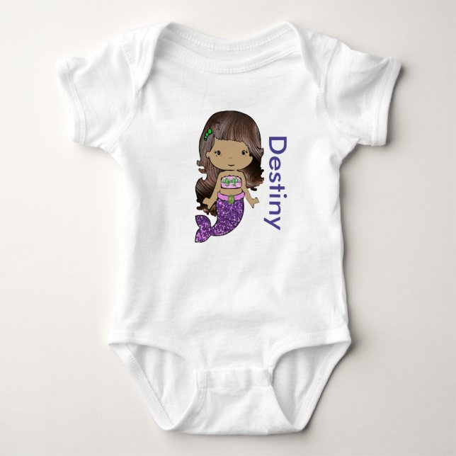 Personalized Mermaid Baby One Piece Tshirt (Front)