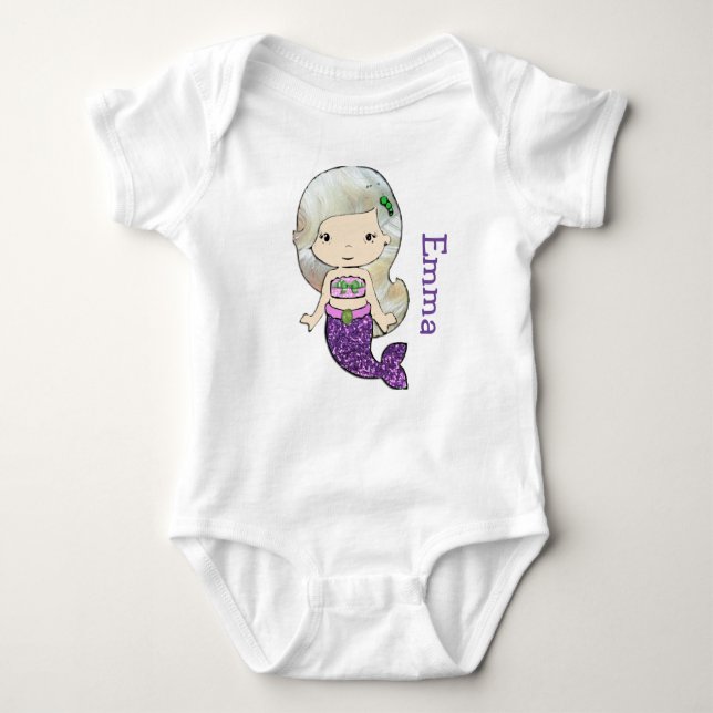 Personalized Mermaid Baby One Piece Tshirt (Front)