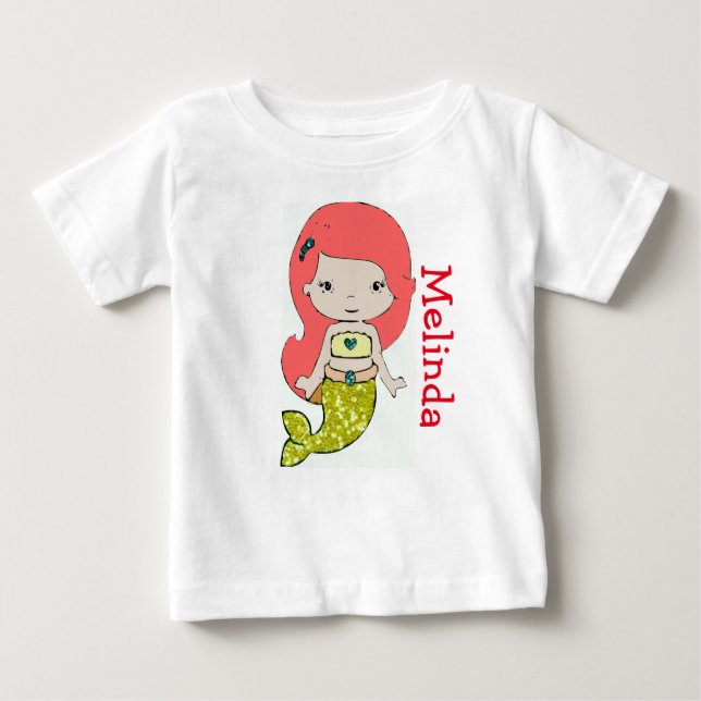 Personalized Mermaid Baby One Piece Tshirt (Front)