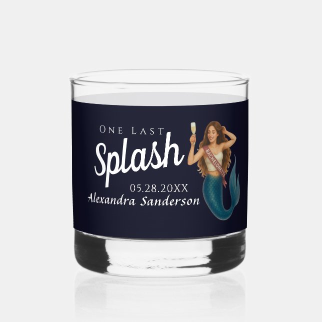 personalized mermaid bachelorette  whiskey glass (Front)