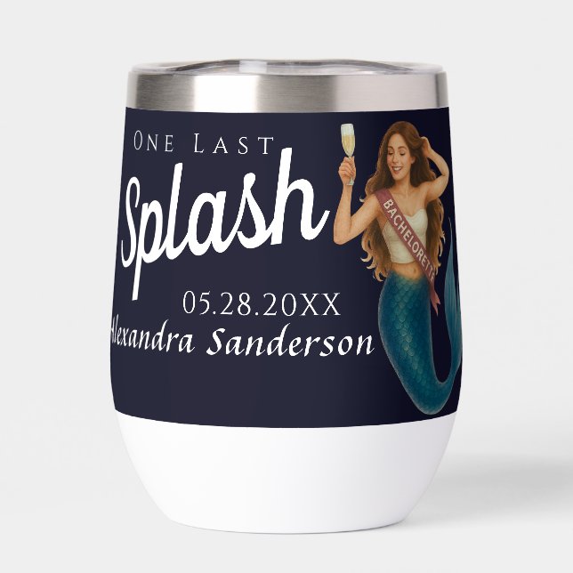 personalized mermaid bachelorette wine glass thermal wine tumbler (Back)